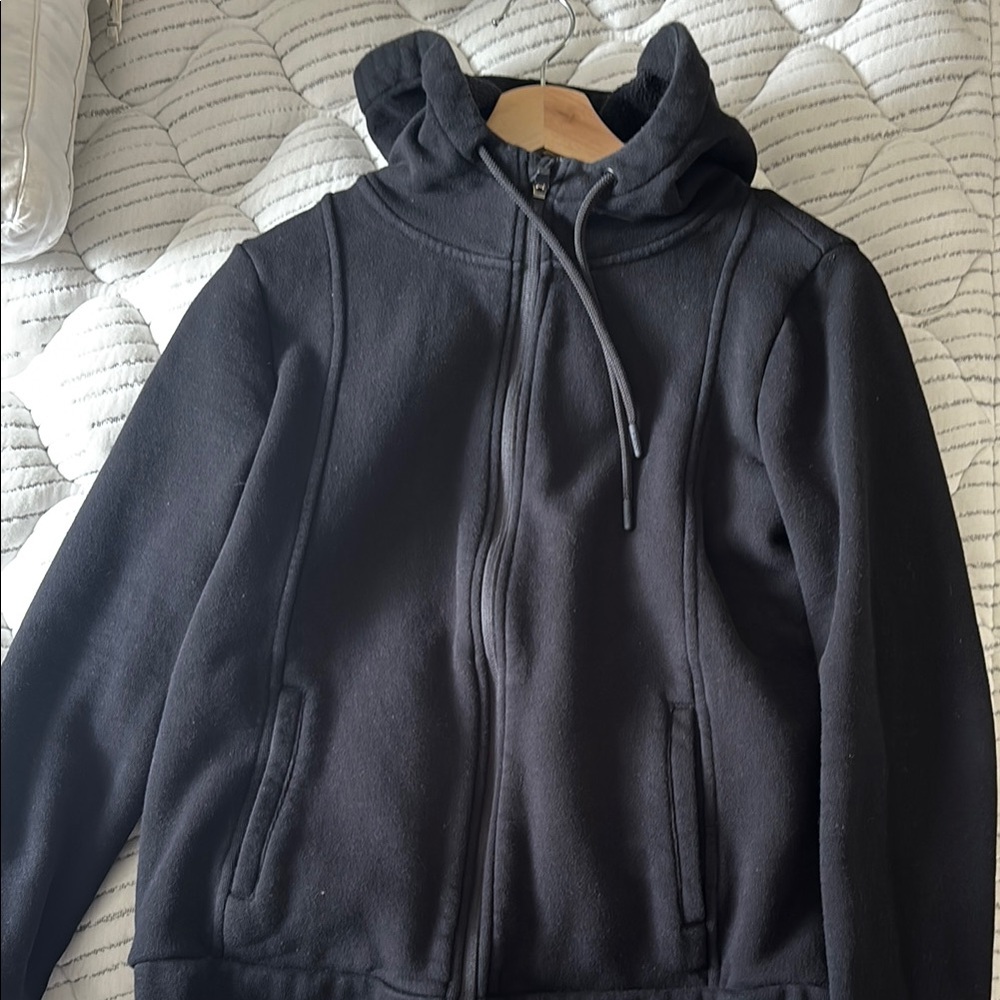 Black Hooded Zip-Up Jacket